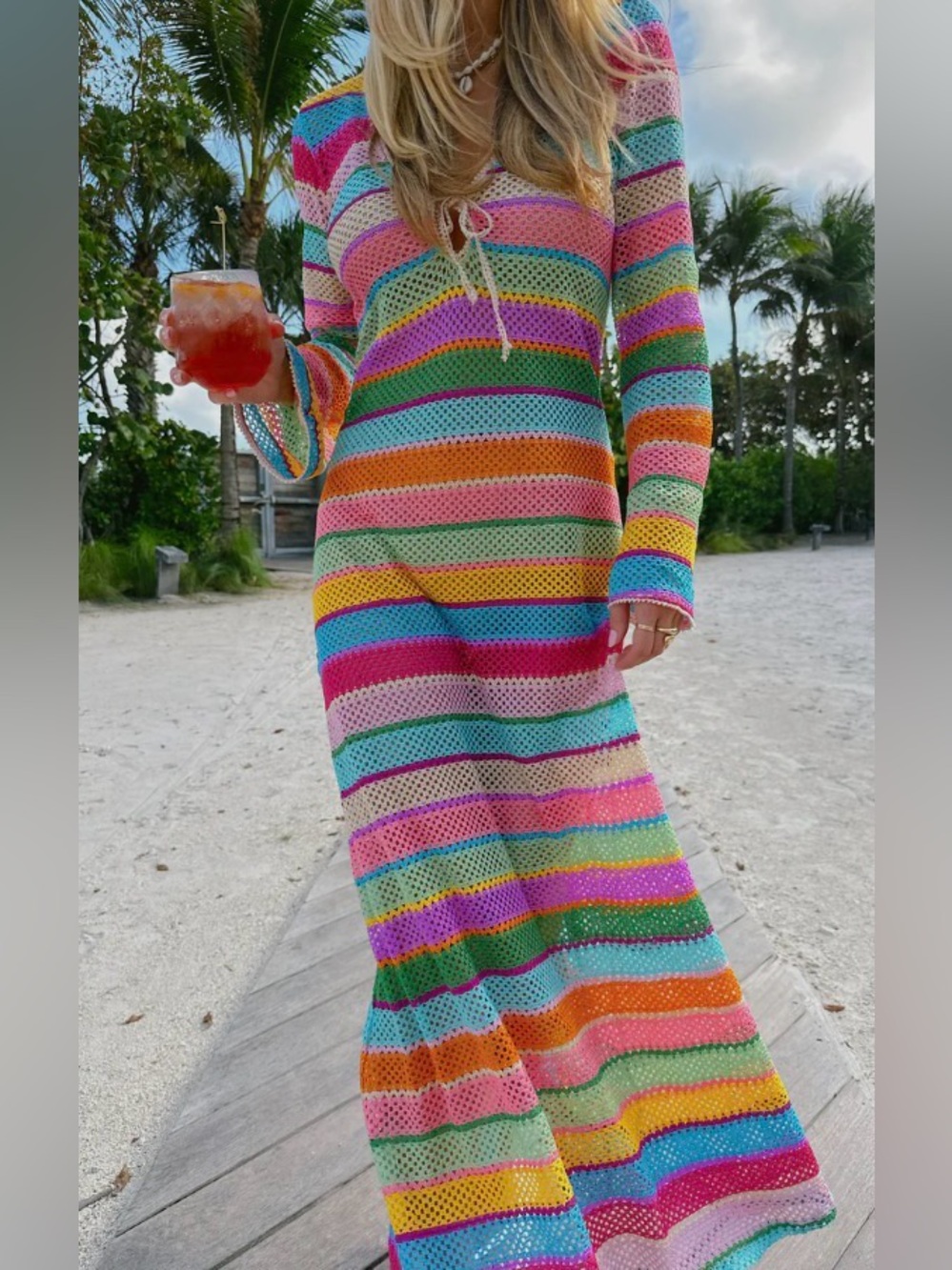 Show Me Your Mumu Vacay Cover Up Dress in “Multi Crochet”